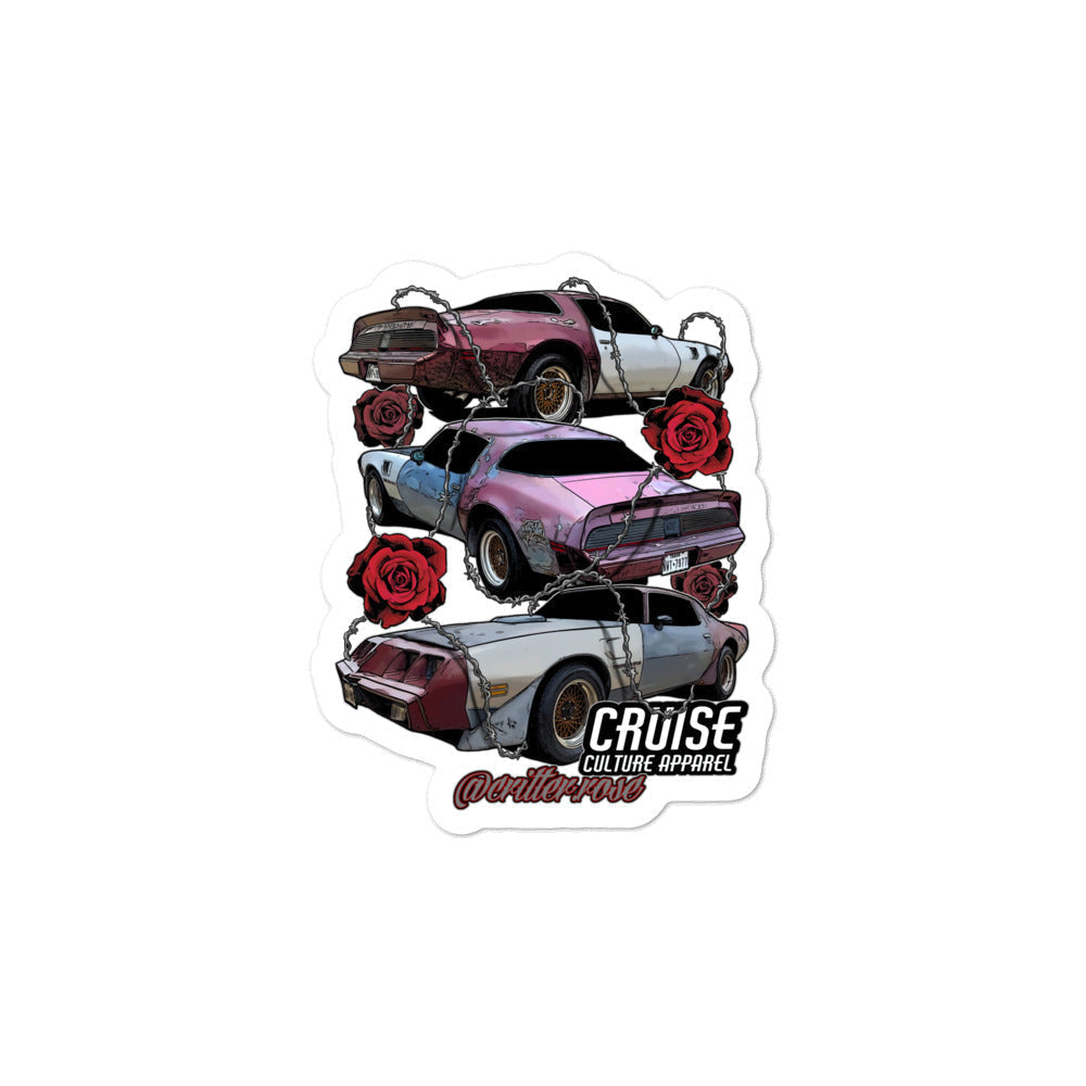 Small Trans Am Critter Rose Bubble-free Sticker