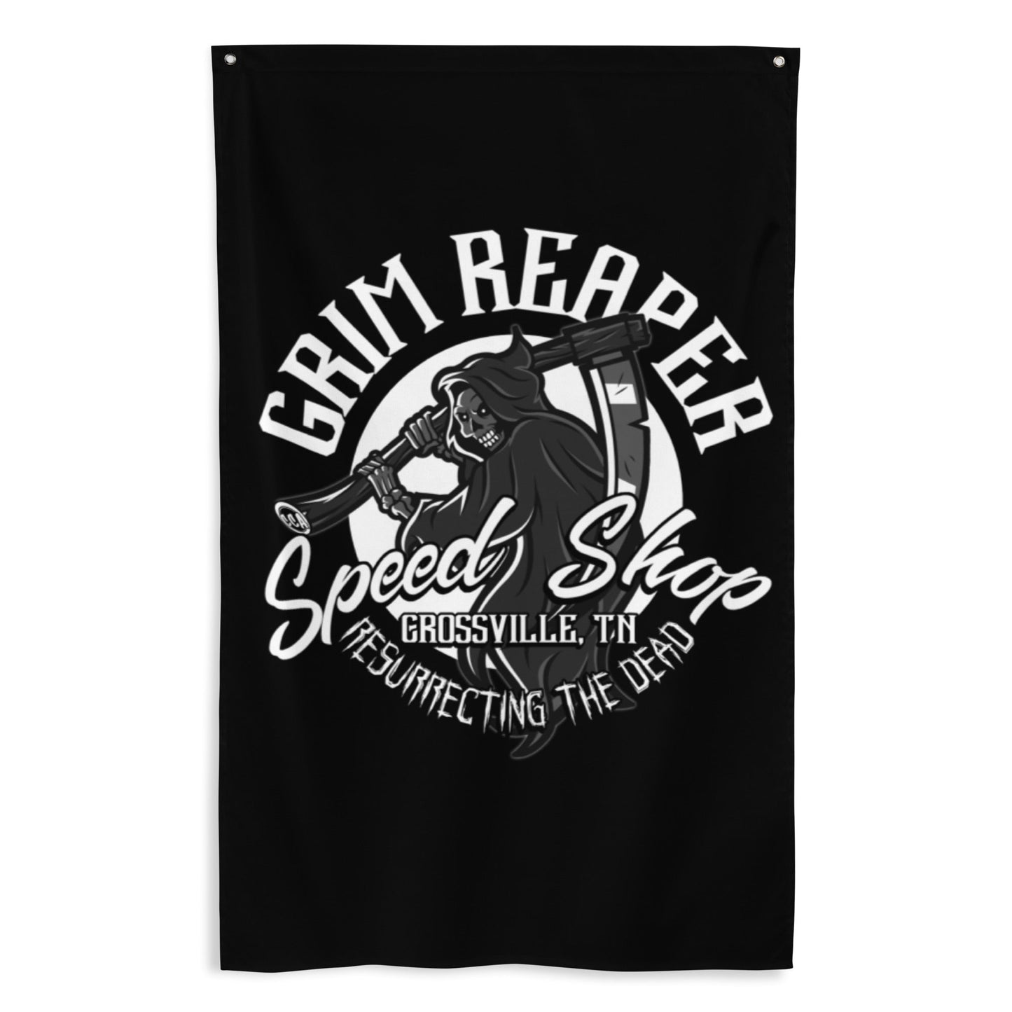 Grim Reaper Speed Shop Logo Flag