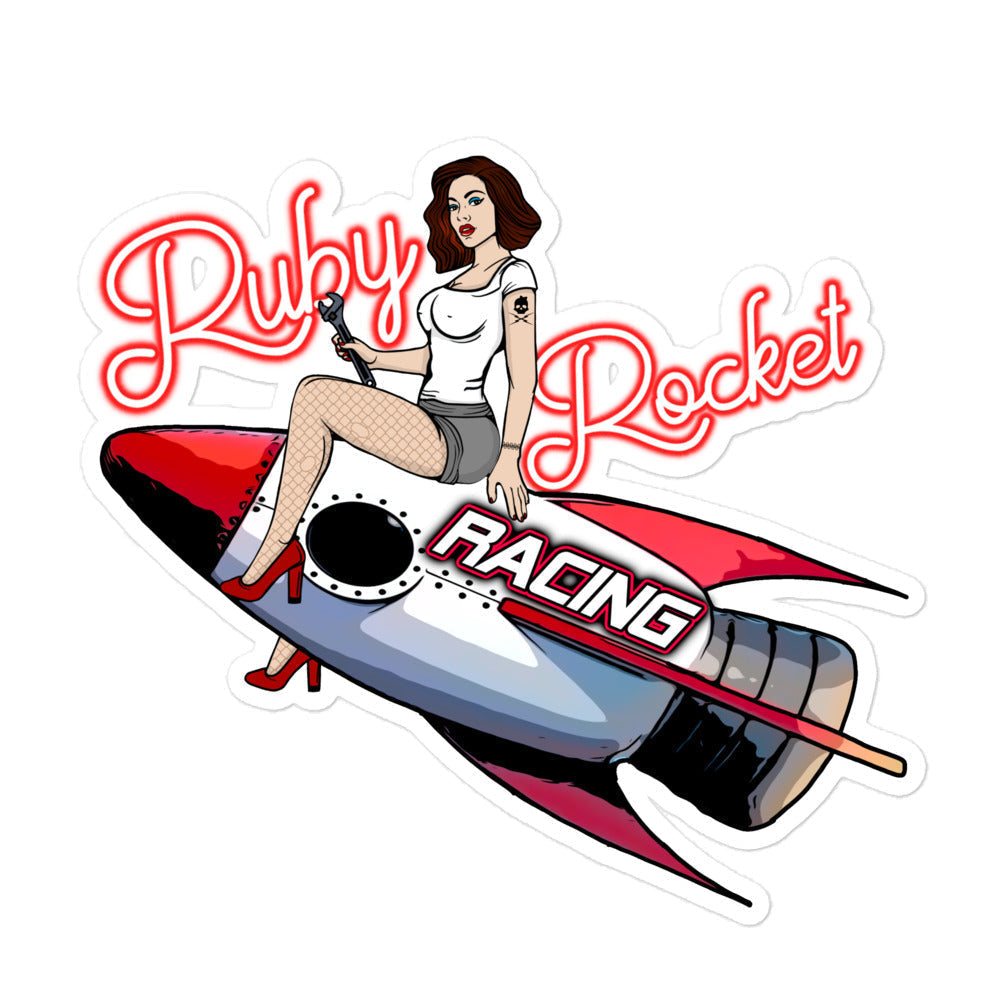 Large Ruby Rocket Racing Bubble-free Sticker