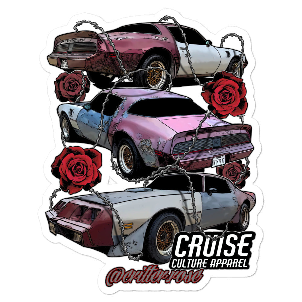 Large Trans Am Critter Rose Bubble-free Sticker