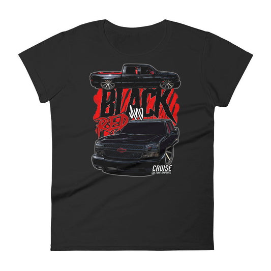 Women's Black And Red Short Sleeve T-shirt