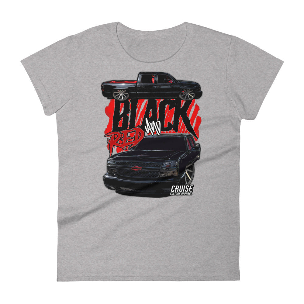 Women's Black And Red Short Sleeve T-shirt