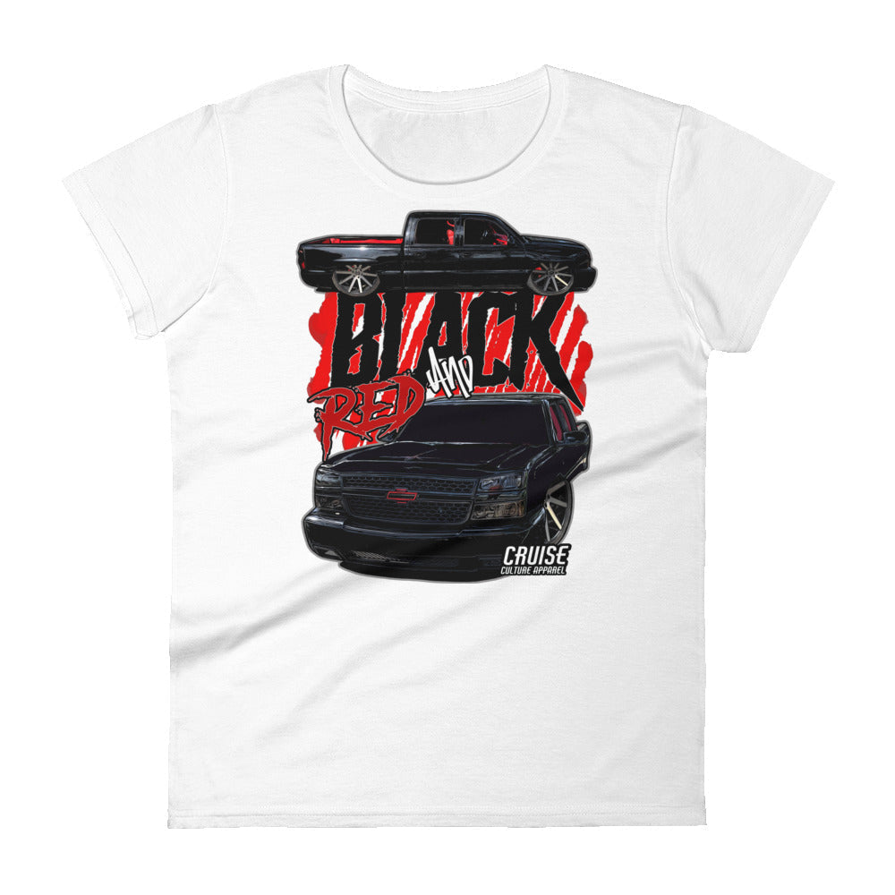 Women's Black And Red Short Sleeve T-shirt